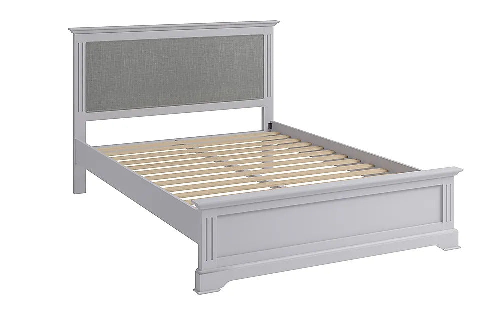 King Size Bed: Painted Grey Wooden King Size Double Bed