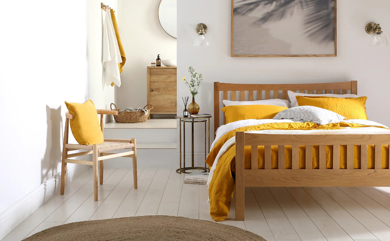 King Size Bed: Solid Oak Wooden King Size Double Bed