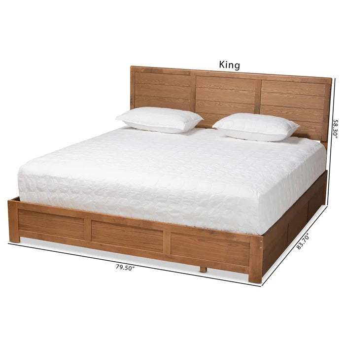 King Size Bed: Wooden Platform Bed With Storage