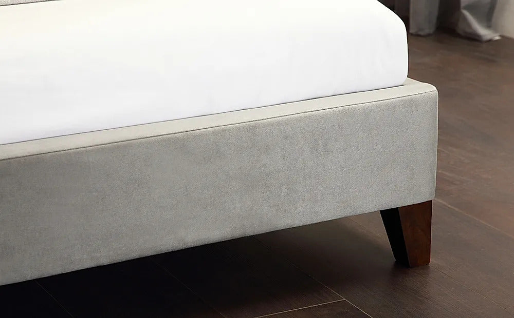King Size: Berton Grey Velvet Double Bed