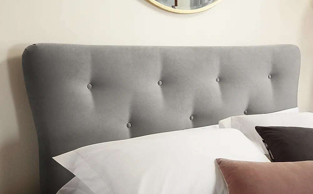 King Size: Berton Grey Velvet Double Bed