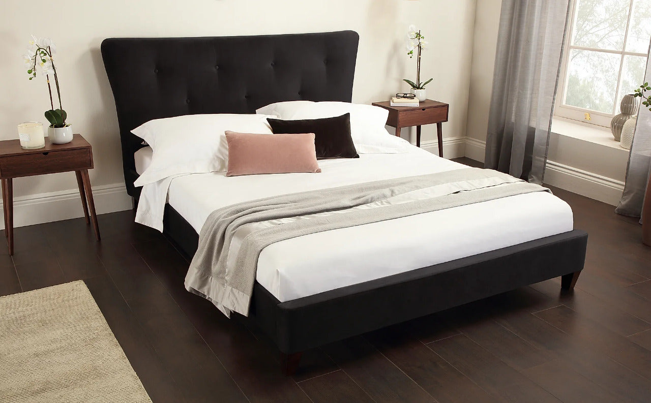 King Size: Peyton Black Velvet King Size Double Bed