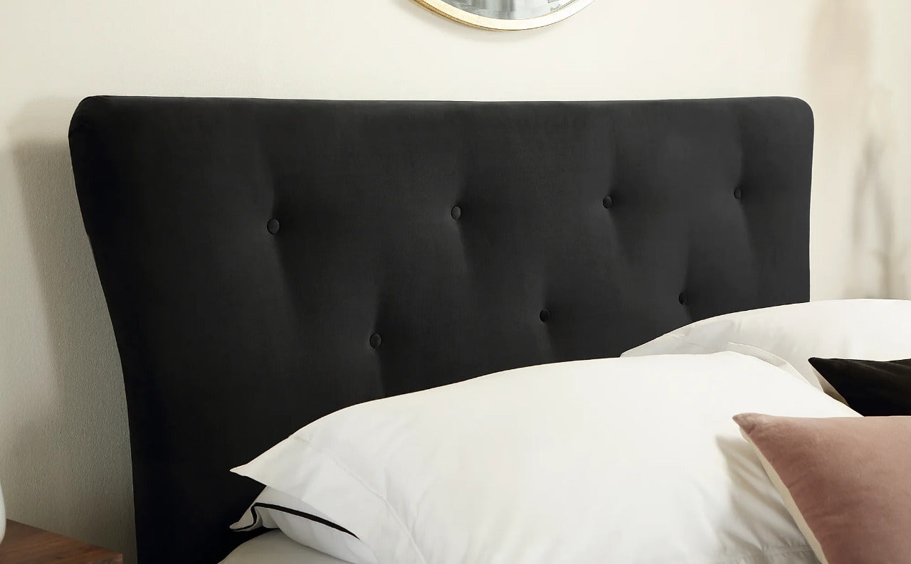 King Size: Peyton Black Velvet King Size Double Bed