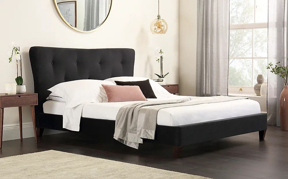 King Size: Peyton Black Velvet King Size Double Bed
