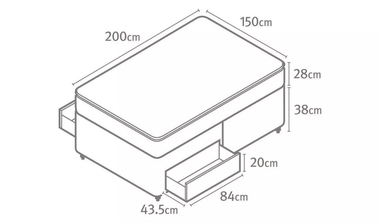 King Size: Sandstone 2 Drawer King Size Divan Bed