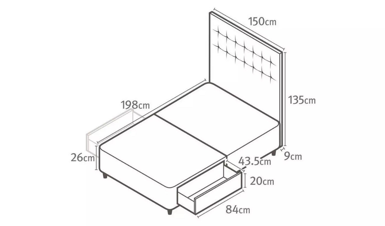 King Size Divan Bed: 2 Drawer King Size Bed With Storage