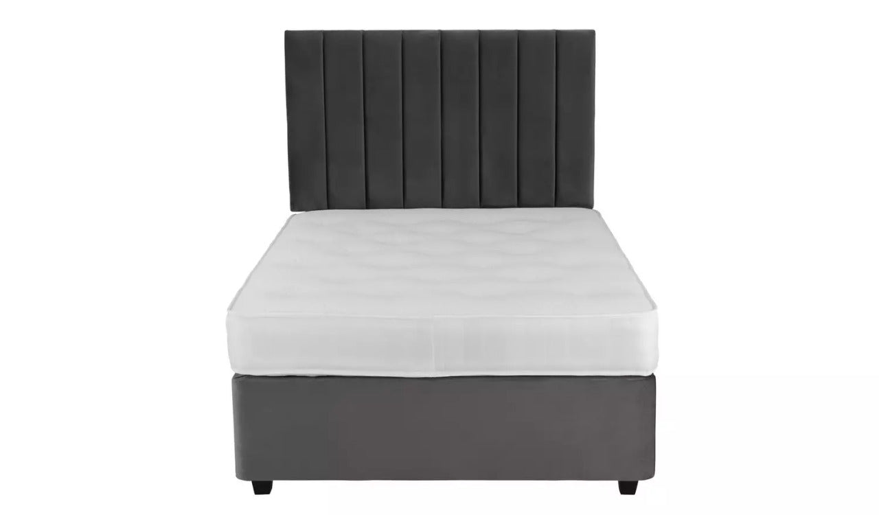 King Size: Steel Grey Velvet King Size Divan Bed