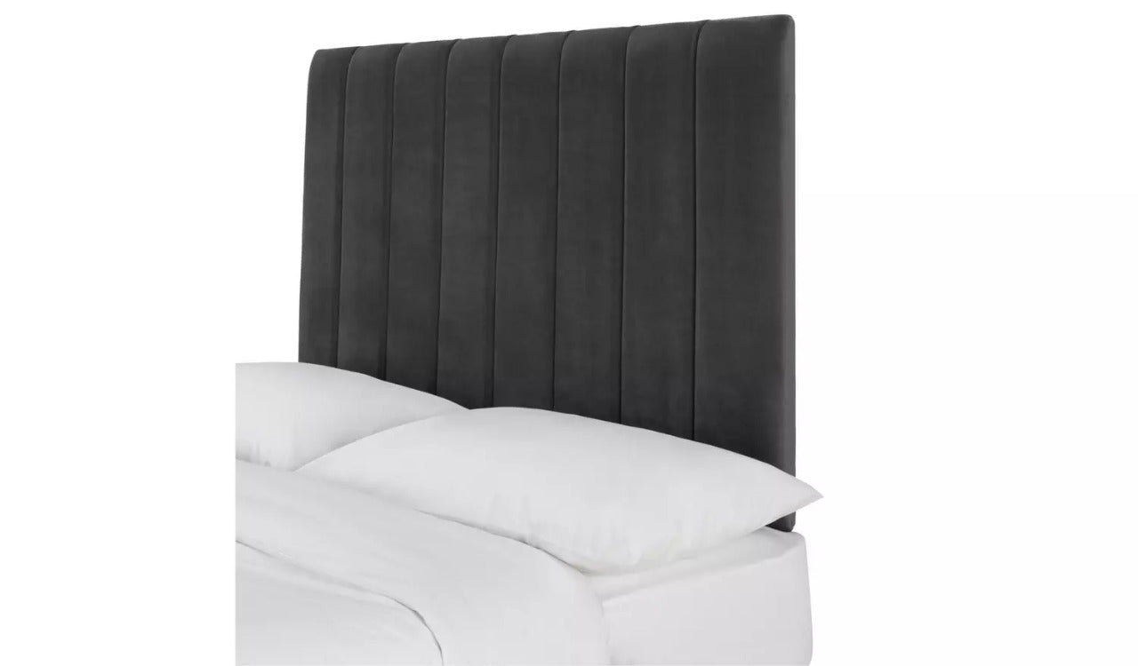 King Size: Steel Grey Velvet King Size Divan Bed