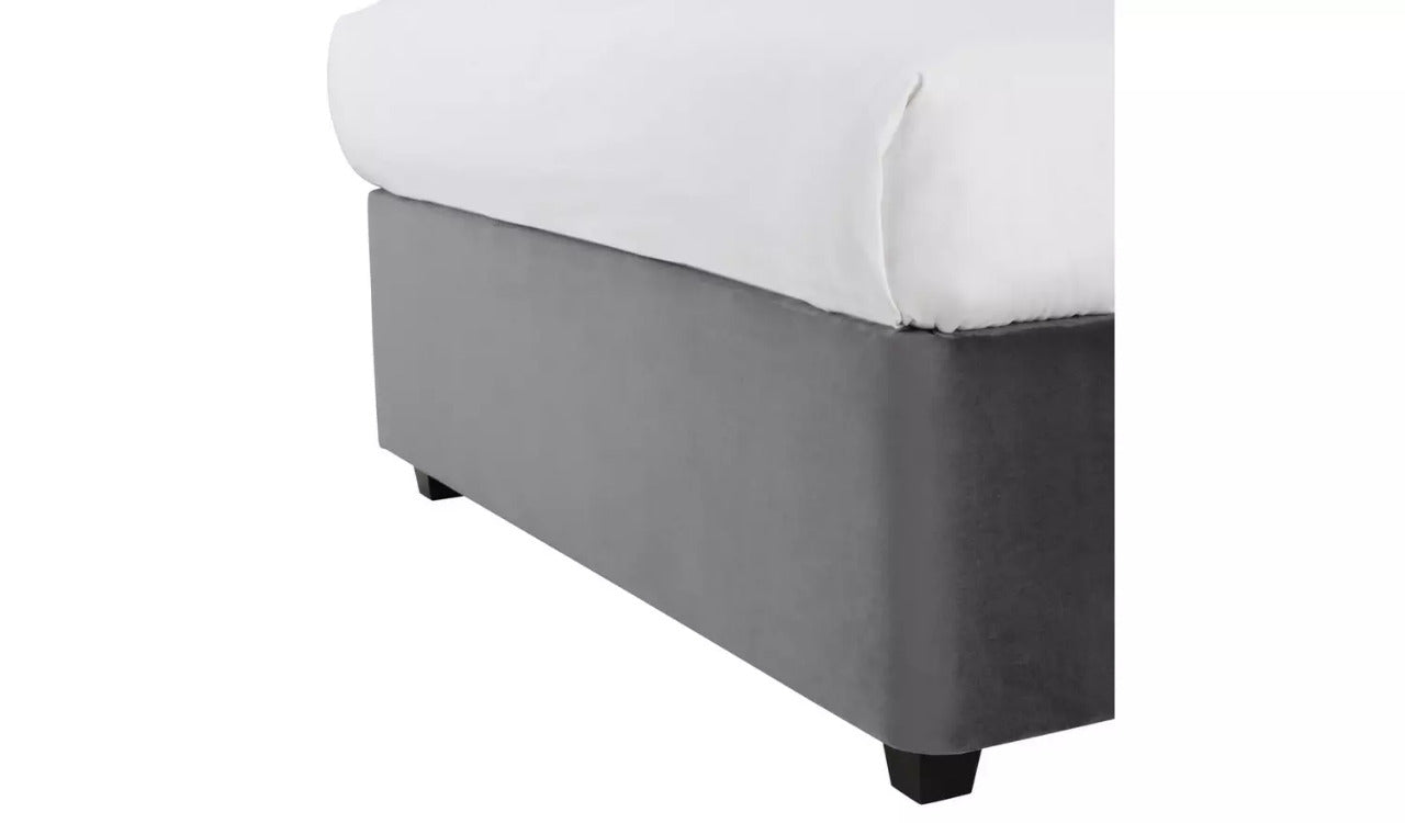 King Size: Steel Grey Velvet King Size Divan Bed