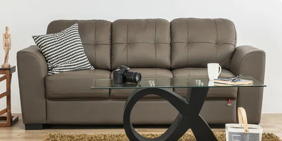 3 Seater Sofa:- Kinley Leatherette Sofa Set (Gray)