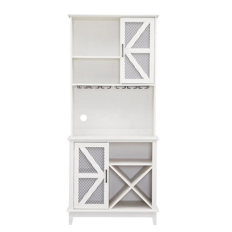 Kitchen Cabinet: 72" Kitchen Pantry Hutch Cabinet(White)