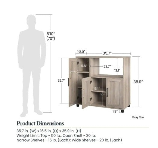 Kitchen Cupboard : NAYA 36" Kitchen Cabinet And Pantry