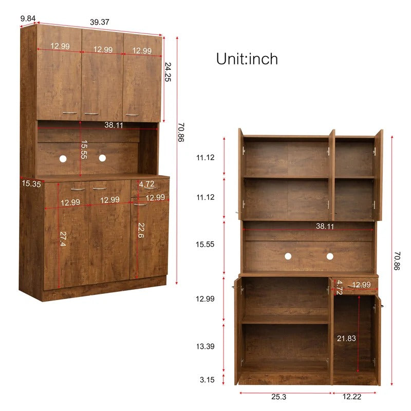Kitchen Cupboard: Walnut 71" Kitchen Pantry