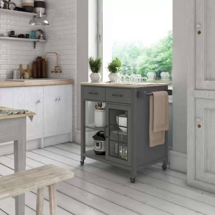 Kitchen Island: 32'' Wide Rolling Kitchen Island Table