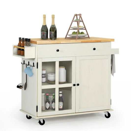 Kitchen Island: 37.4'' Wide Rolling Kitchen Island Table