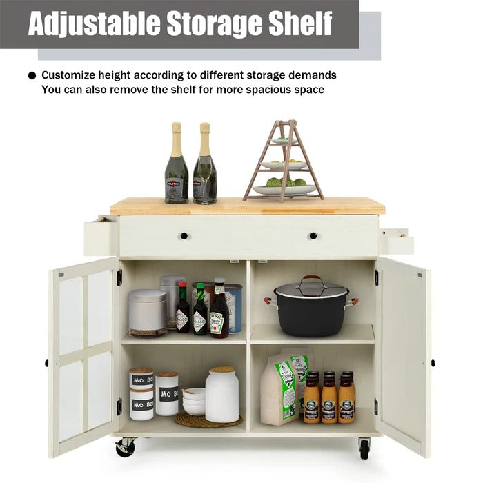 Kitchen Island: 37.4'' Wide Rolling Kitchen Island Table