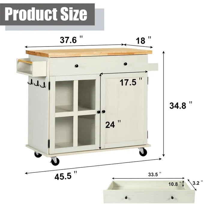Kitchen Island: 37.4'' Wide Rolling Kitchen Island Table