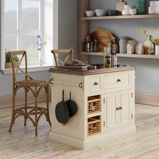 Kitchen Island: 41'' Solid Wood Kitchen Island with Granite Top