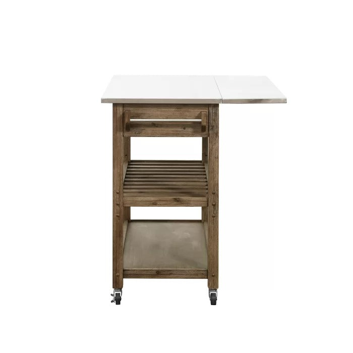 Kitchen Island: 44'' Wide Rolling Kitchen Island Table with Stainless Steel Top