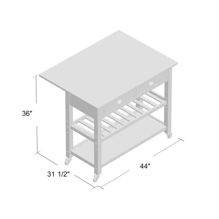 Kitchen Island: 44'' Wide Rolling Kitchen Island Table with Stainless Steel Top