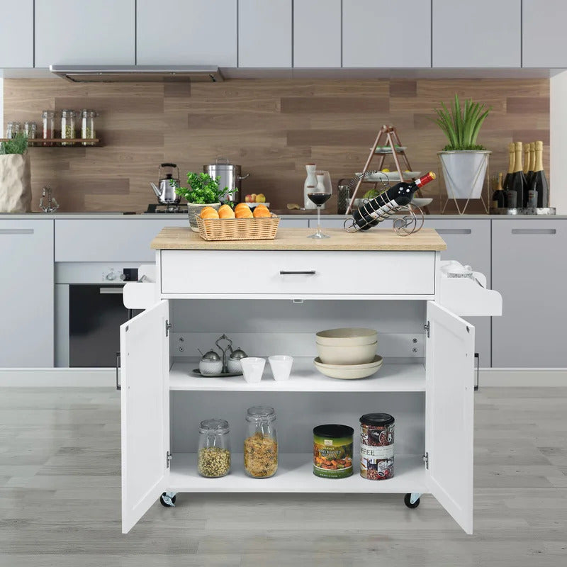 Kitchen Island: 45.5'' Kitchen Island with Locking Wheels