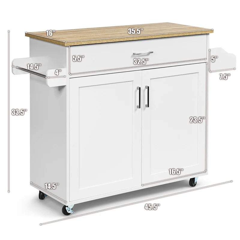 Kitchen Island: 45.5'' Kitchen Island with Locking Wheels