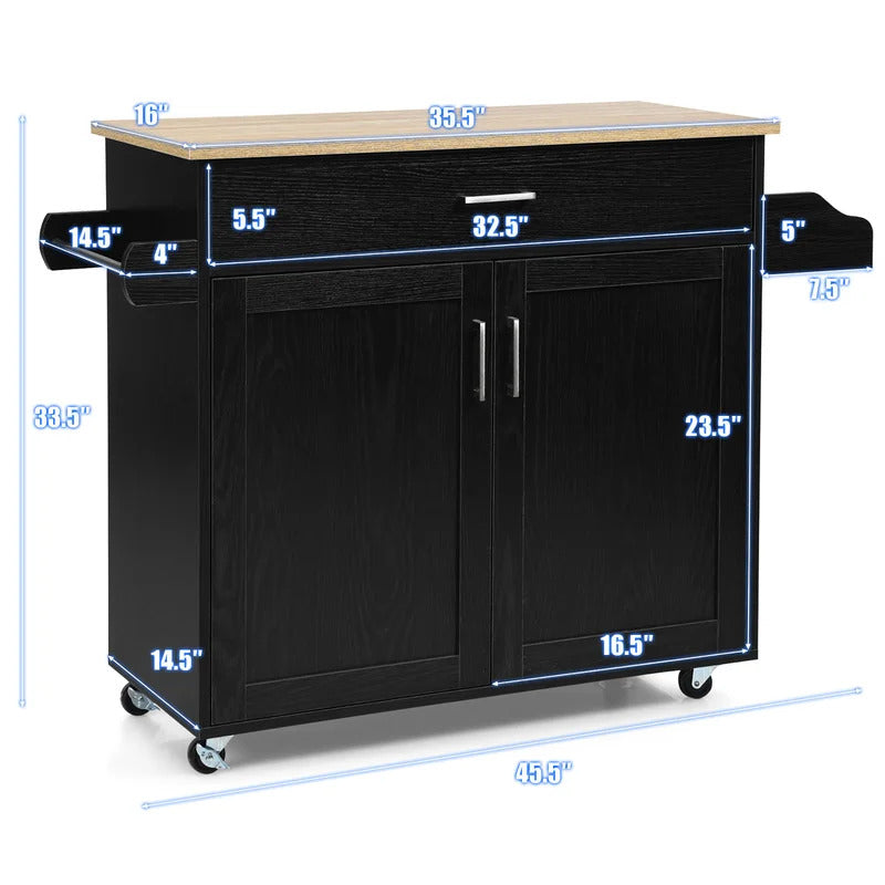 Kitchen Island: 45.5'' Kitchen Island with Locking Wheels