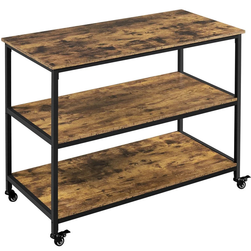 Kitchen Island: 47.5'' Iron Kitchen Island with Locking Wheels
