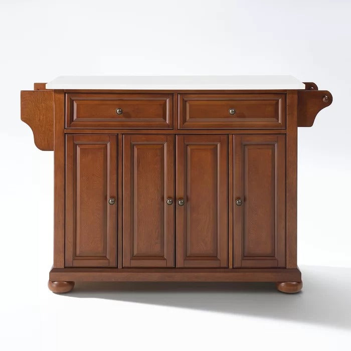 Kitchen Island: 51.5'' Wide Rolling Kitchen Island Table with Granite Top