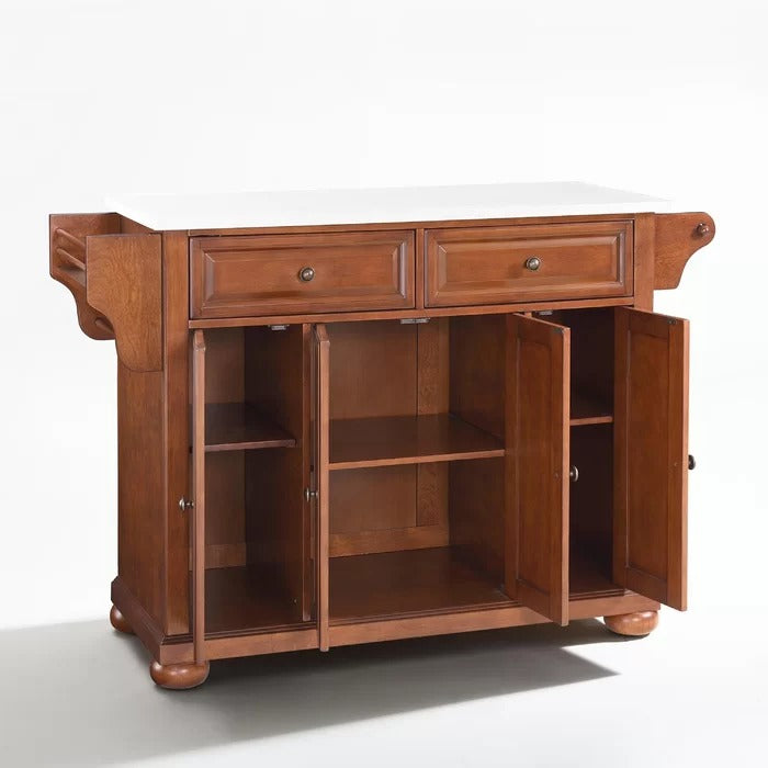 Kitchen Island: 51.5'' Wide Rolling Kitchen Island Table with Granite Top