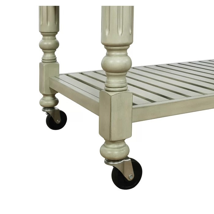 Kitchen Island: Rolling Kitchen Island Table with Solid Wood Top