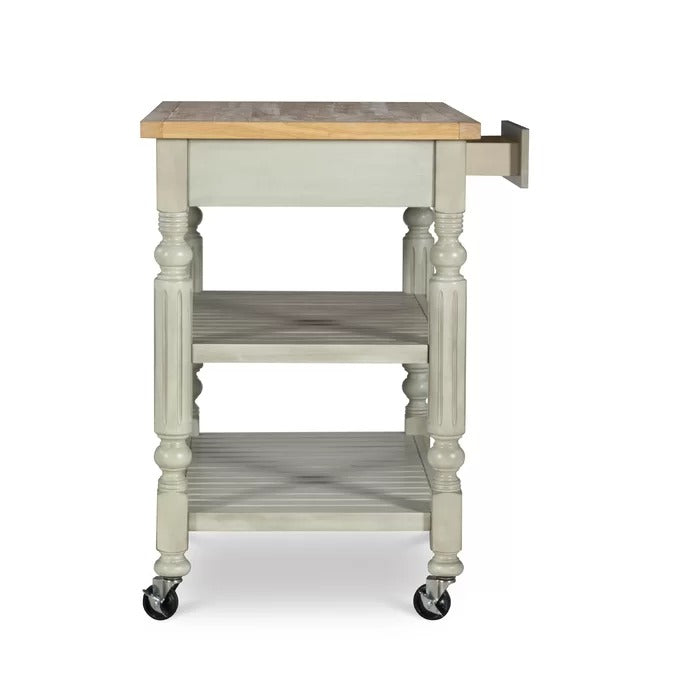 Kitchen Island: Rolling Kitchen Island Table with Solid Wood Top