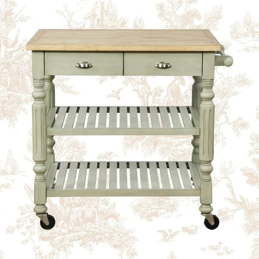 Kitchen Island: Rolling Kitchen Island Table with Solid Wood Top
