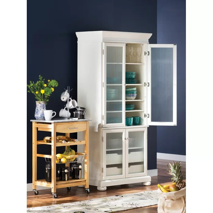Kitchen Island Table: 22.88'' Wide Rolling Kitchen Cart with Granite Top