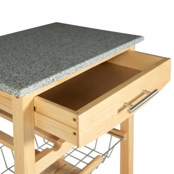 Kitchen Island Table: 22.88'' Wide Rolling Kitchen Cart with Granite Top