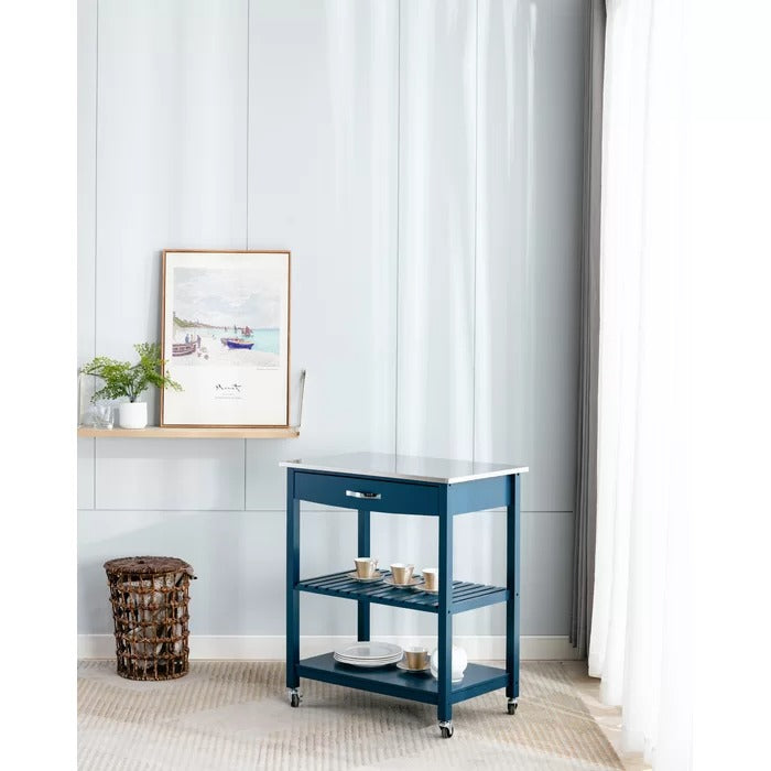 Kitchen Island Table: 30.5'' Wide Rolling Kitchen Cart with Stainless Steel Top