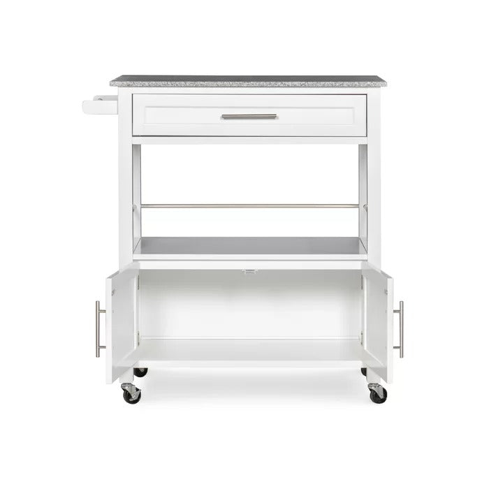 Kitchen Island Table: 30'' Wide Rolling Kitchen Cart with Granite Top