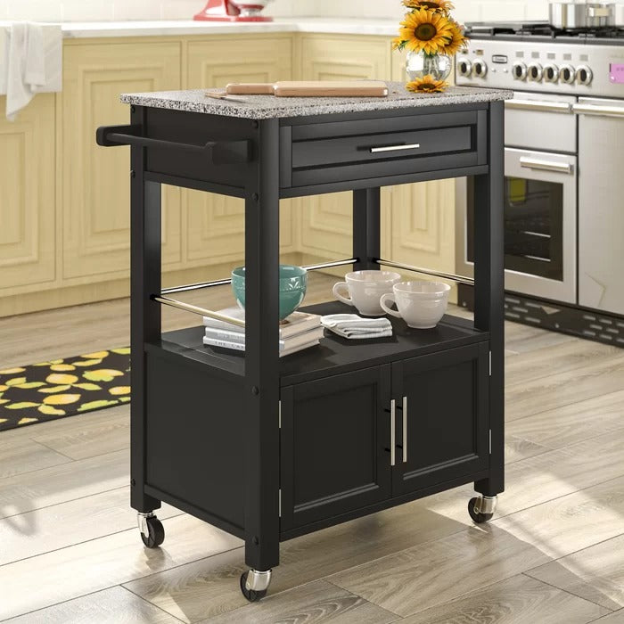 Kitchen Island Table: 30'' Wide Rolling Kitchen Cart with Granite Top