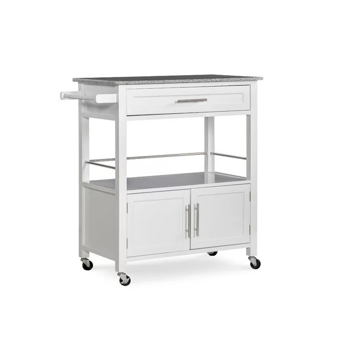 Kitchen Island Table: 30'' Wide Rolling Kitchen Cart with Granite Top