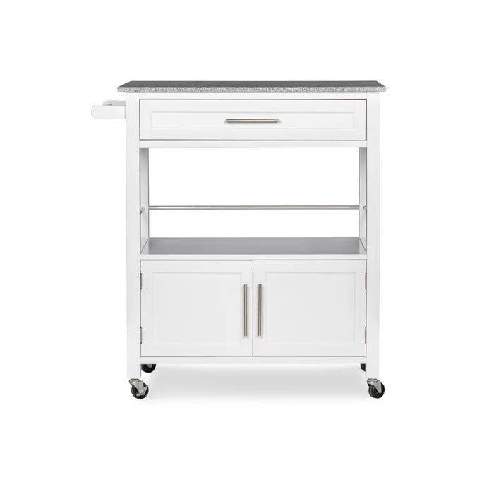 Kitchen Island Table: 30'' Wide Rolling Kitchen Cart with Granite Top