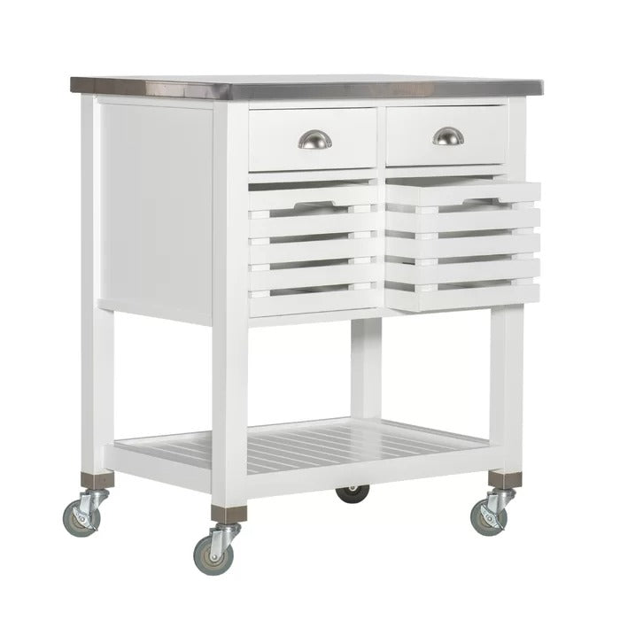 Kitchen Island Table: 30'' Wide Rolling Kitchen Cart with Stainless Steel Top