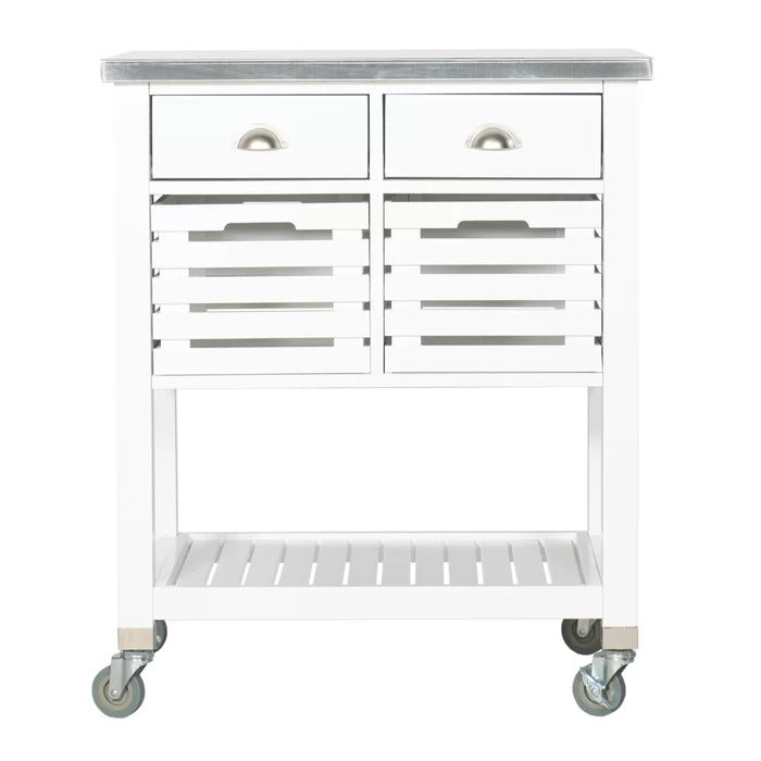 Kitchen Island Table: 30'' Wide Rolling Kitchen Cart with Stainless Steel Top