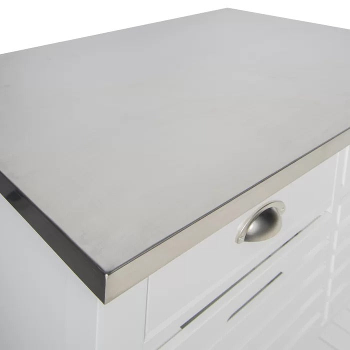 Kitchen Island Table: 30'' Wide Rolling Kitchen Cart with Stainless Steel Top