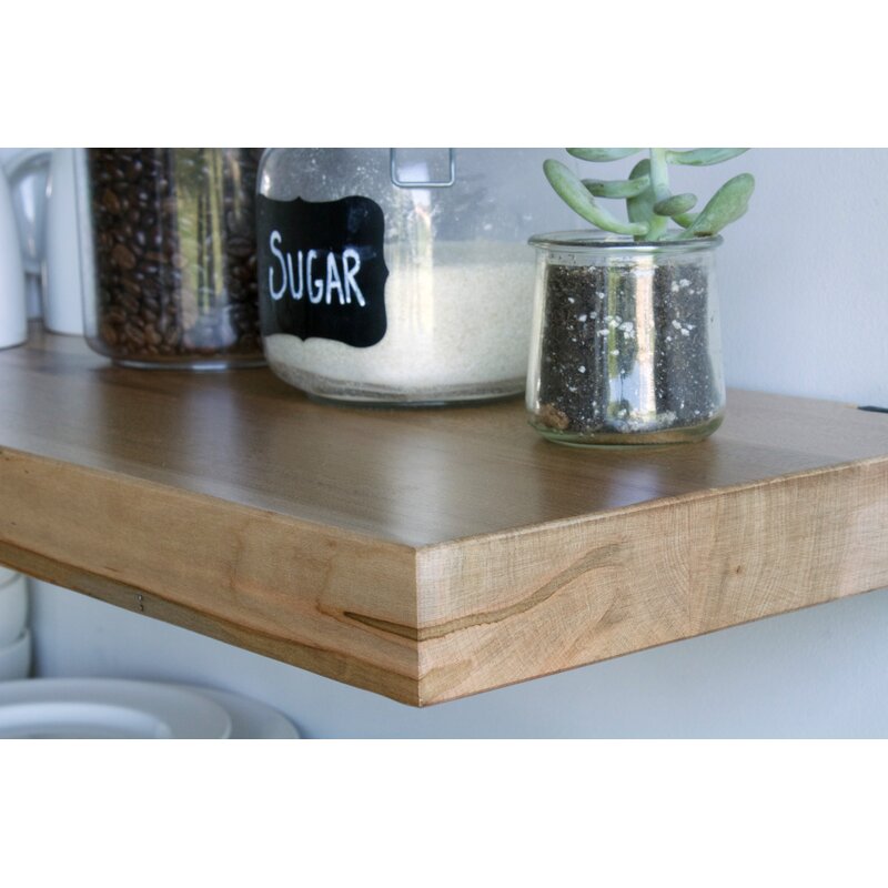 Kitchen Shelves : 2 Piece Maple Solid Wood Bracket Shelf