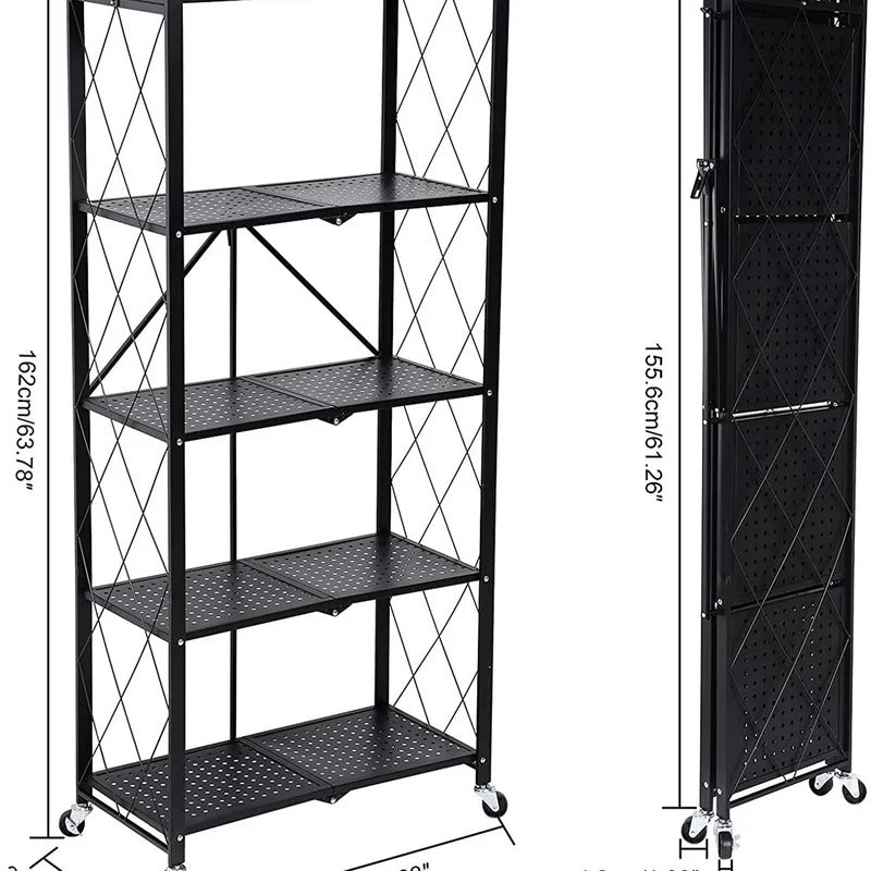 Kitchen Shelves: 5-Tier Heavy Astron Foldable Metal Biver Mounted Rack