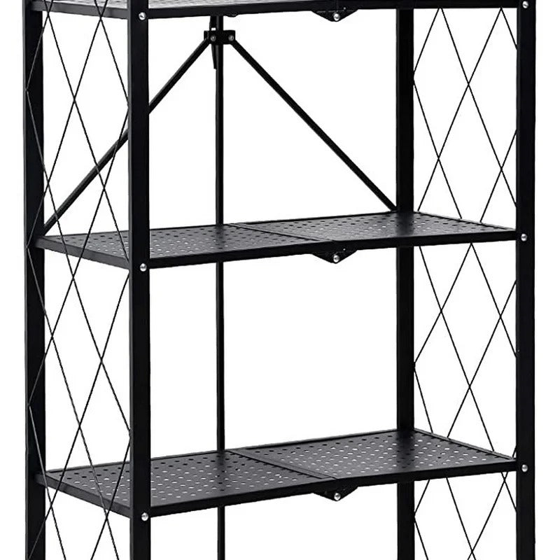 Kitchen Shelves: 5-Tier Heavy Astron Foldable Metal Biver Mounted Rack