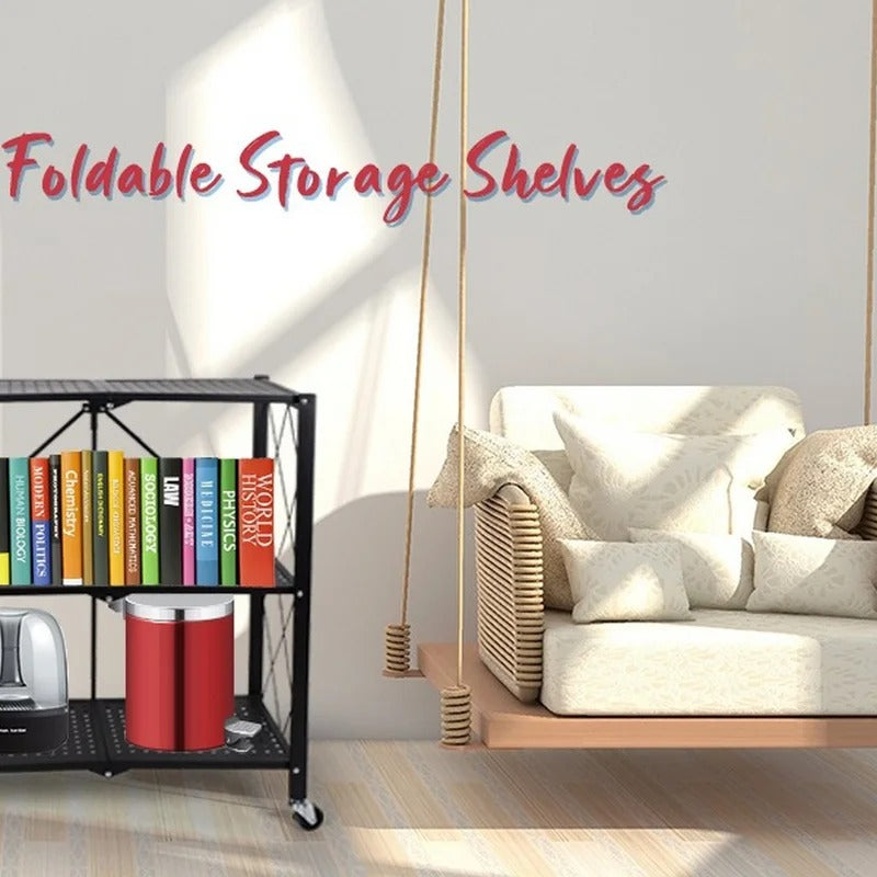 Kitchen Shelves: 5-Tier Heavy Astron Foldable Metal Biver Mounted Rack