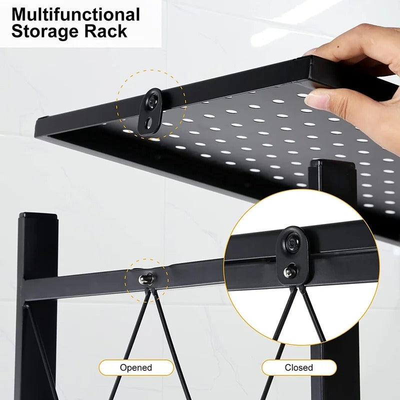 Kitchen Shelves: 5 Tier Heavy Zexan Foldable Metal Shelf Storage Shelving Unit