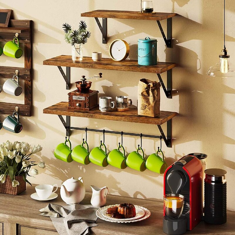 Kitchen Shelves : Floating Wall & Kitchen Shelves Mounted Multifunctional Storage Shelf