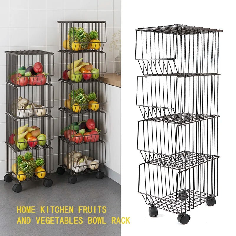 Kitchen Racks: Goku 4-Tier Dark Brown Kitchen Storage Shelves
